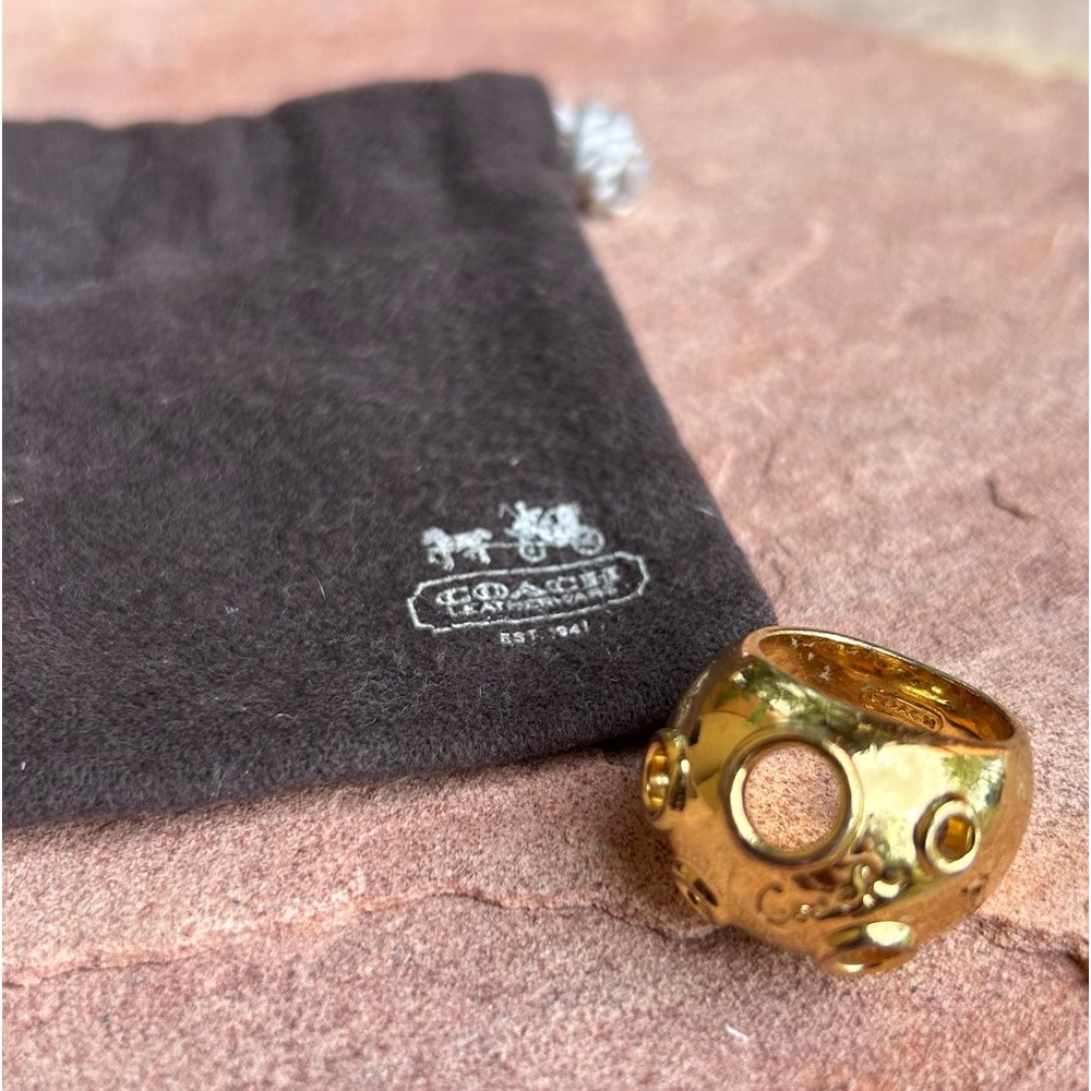 Coach Bridget Cushion Ring Goldtone EUC Size 7